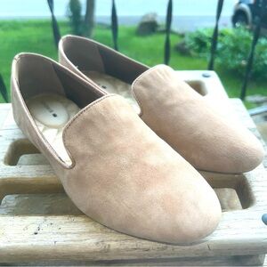 Birdies Shoes Womens 7.5 Tan Suede Leather Flats Quilted Lining Slip Resisitant